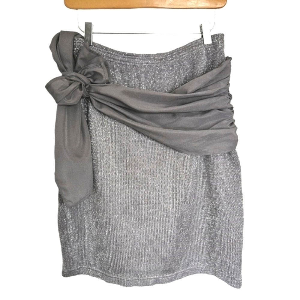 Vintage Nina Hazan silver metallic sash skirt